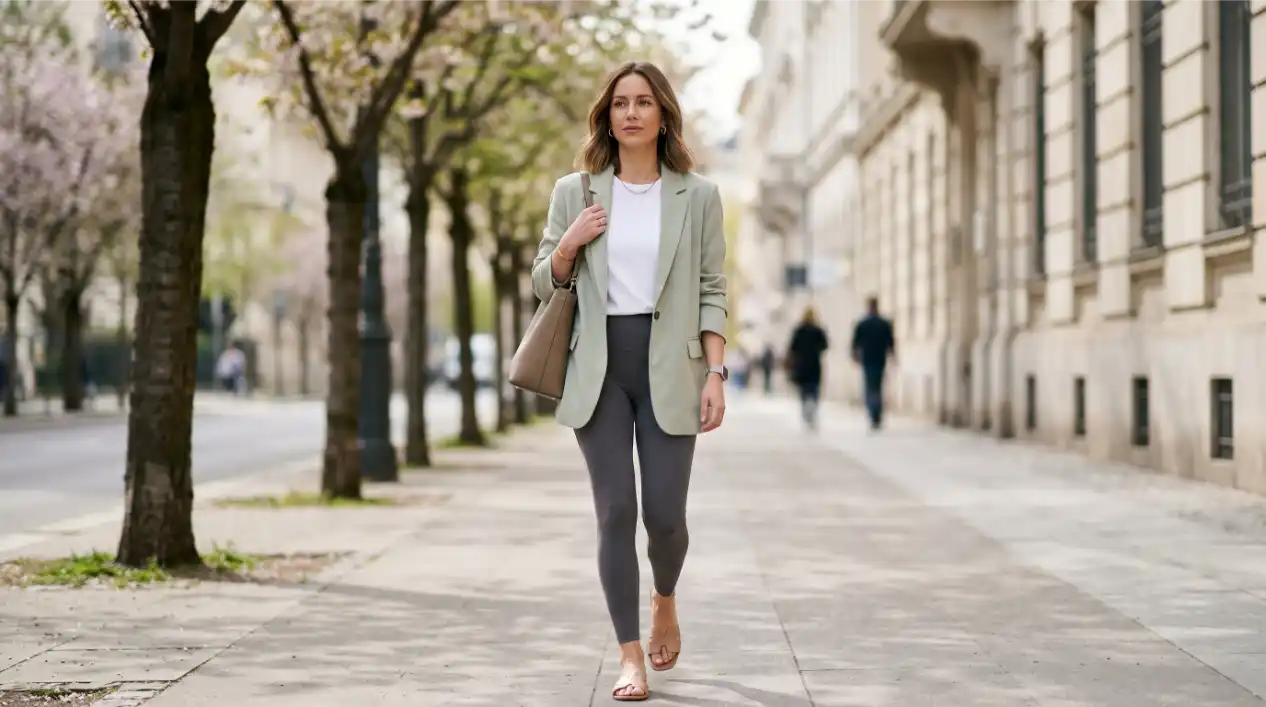 Soft Leggings with a Relaxed Spring Blazer