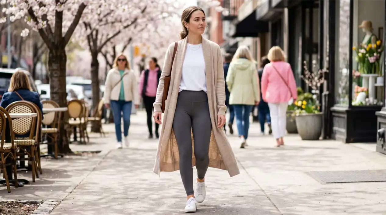 Soft Leggings with a Longline Cardigan