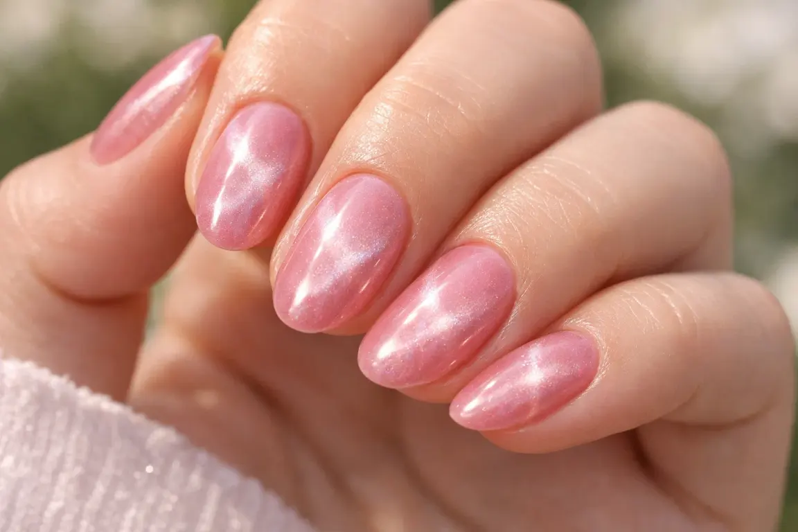 Pink Cat Eye Gel Nails