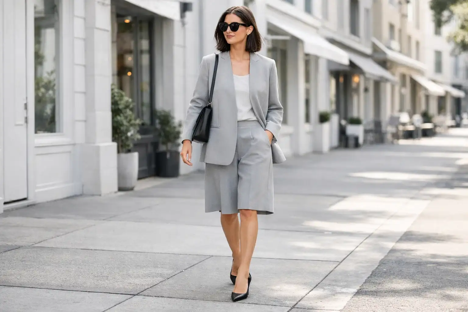 An Oversized Blazer with Bermuda Shorts