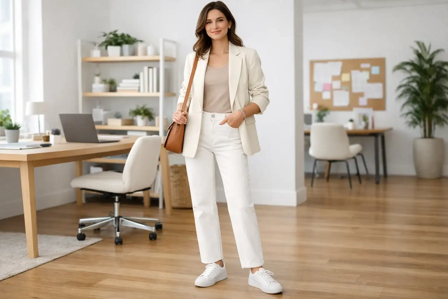 White Denim With a Structured Blazer