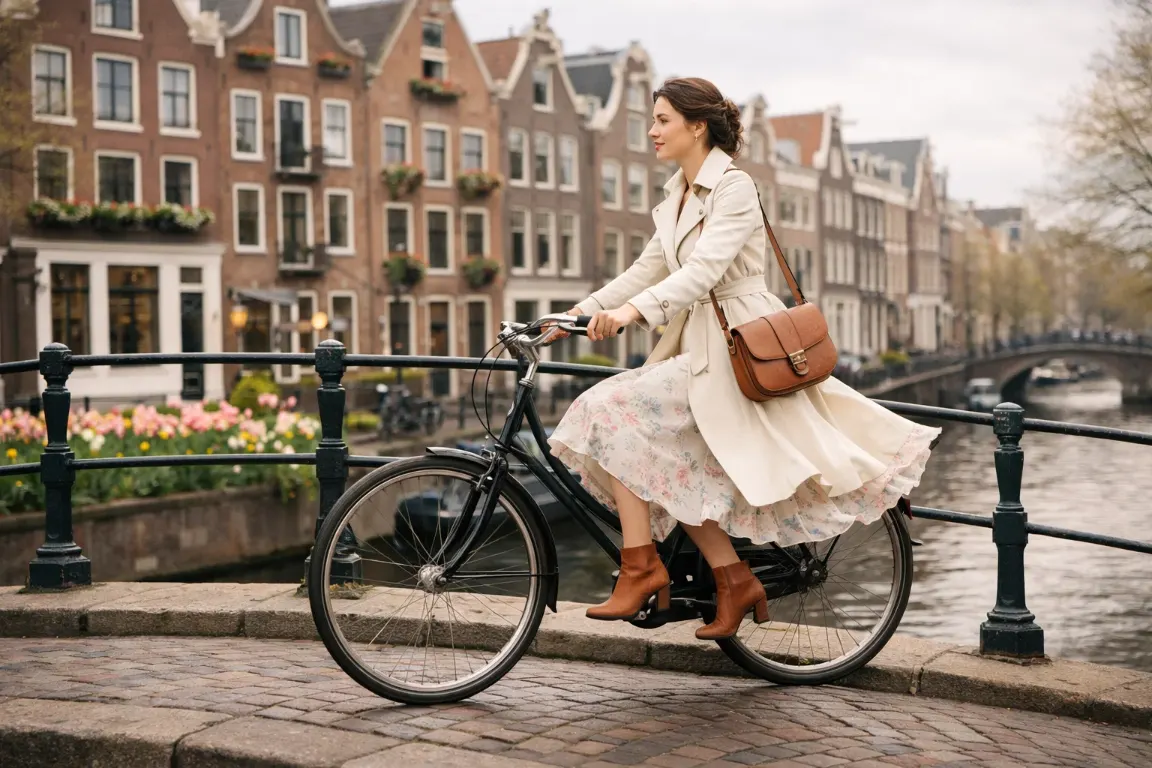 The Amsterdam Look: Trench Coat with a Midi Skirt