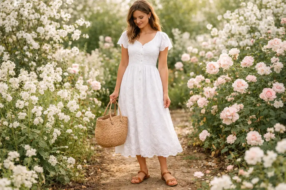 Try an Eyelet Cotton Dress