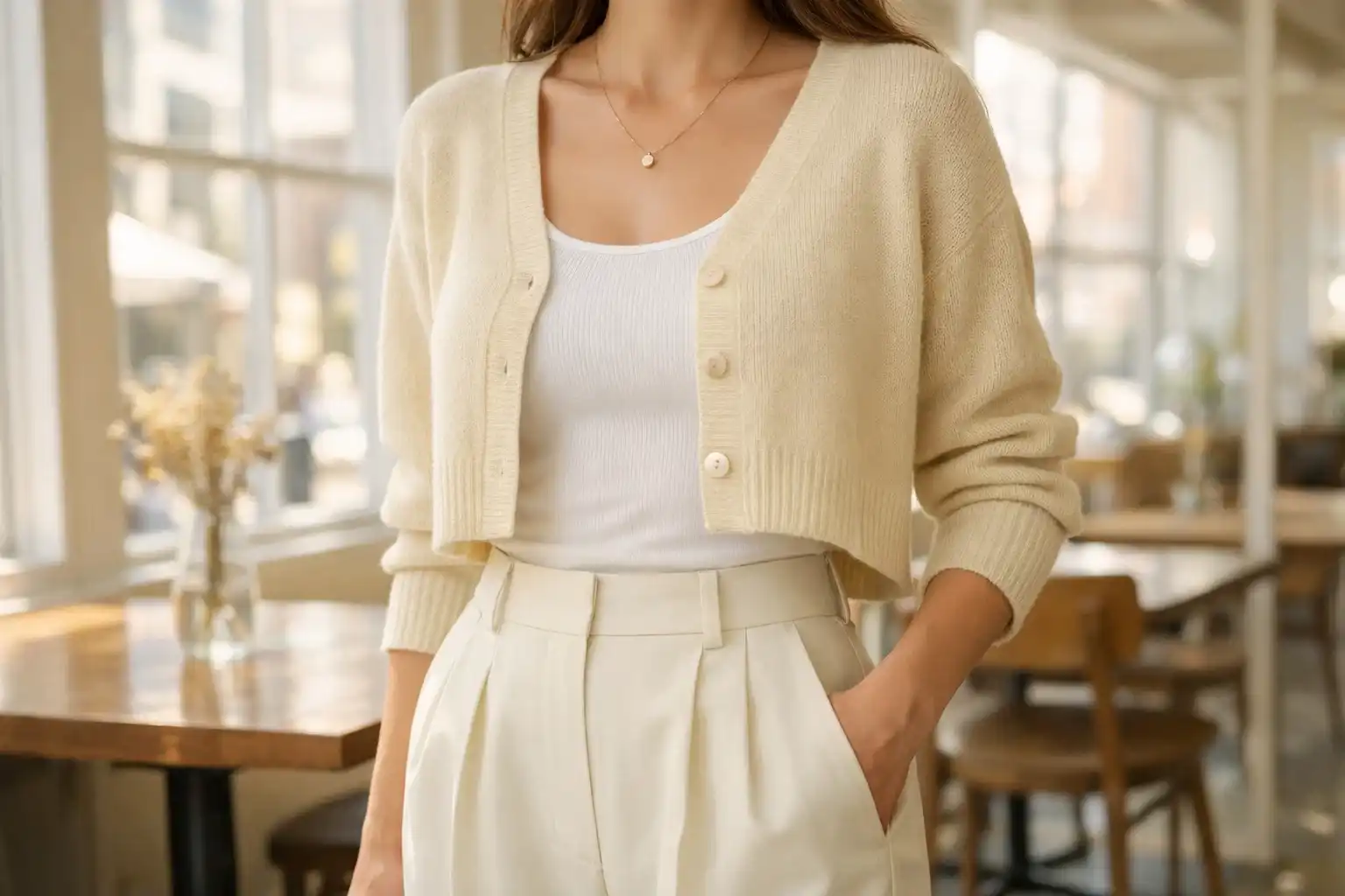 Try a Cropped Cardigan Over a Tank