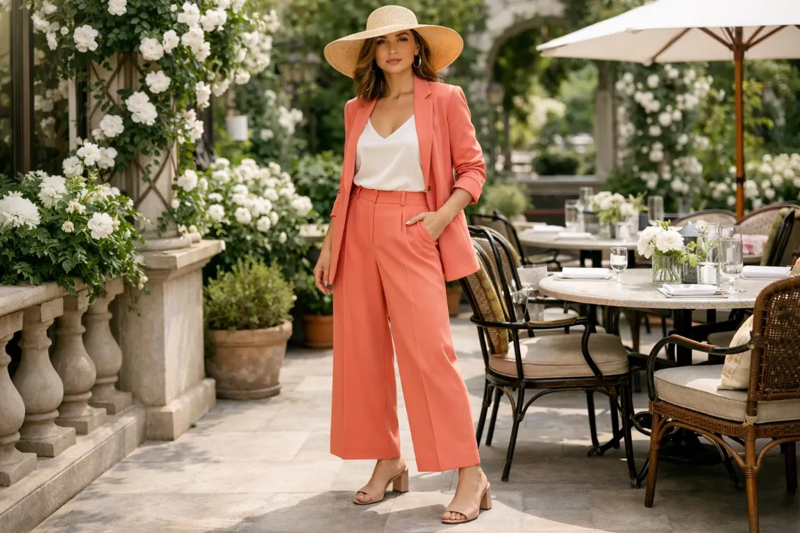 Trouser Suit in a Vibrant Pastel Tone