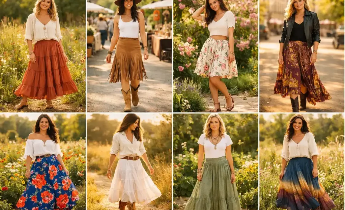 17 Aesthetic Ideas for Bohemian Spring Skirt Outfits 2026