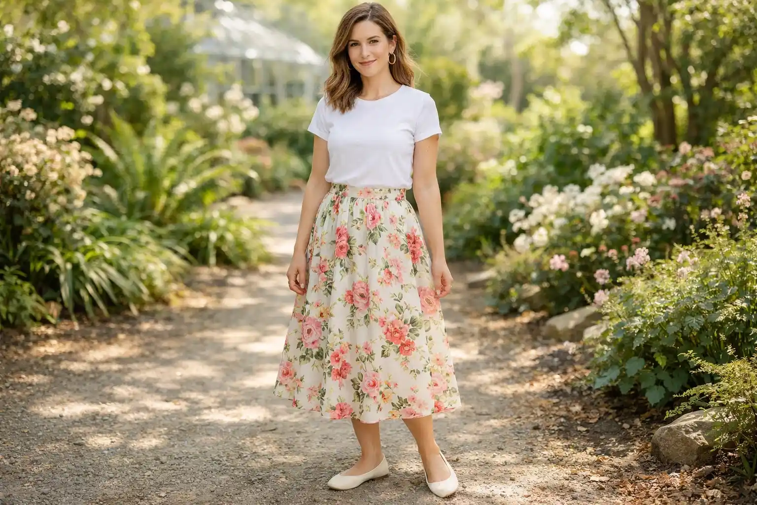 Midi Skirt and Tucked-In Tee