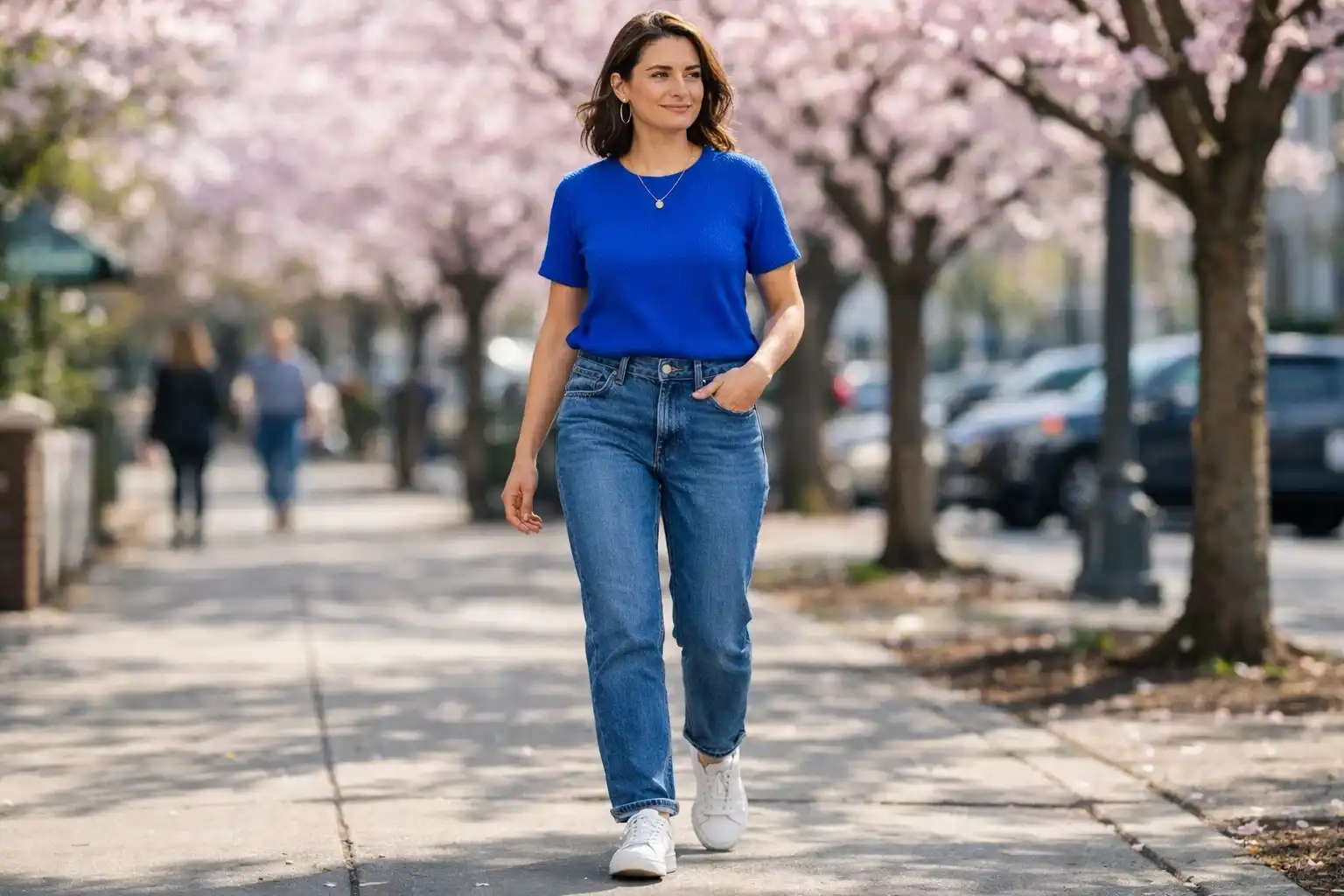 Straight-Leg Denim and a Bold Color Knit
