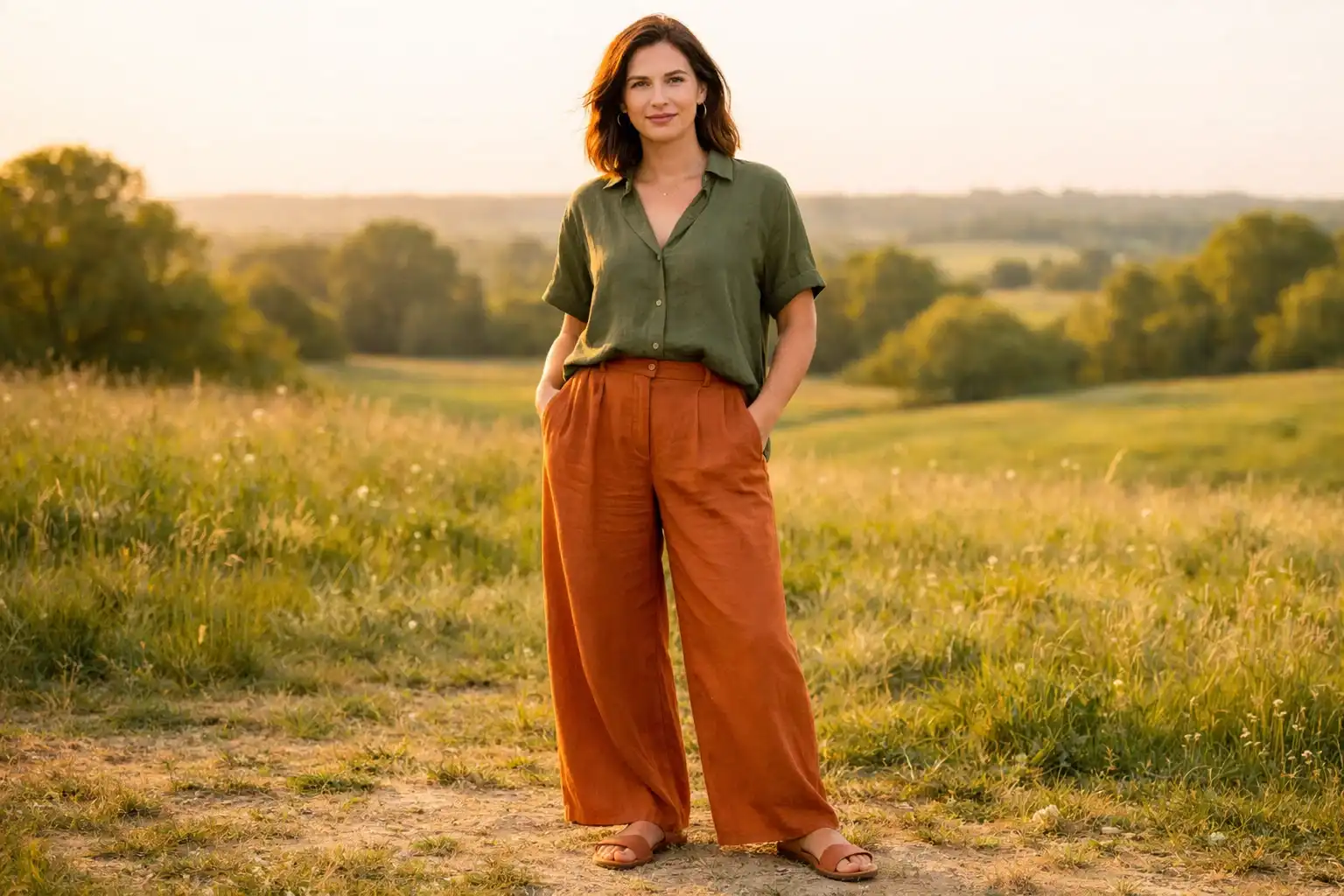 Earth-Tone Color-Block Outfit