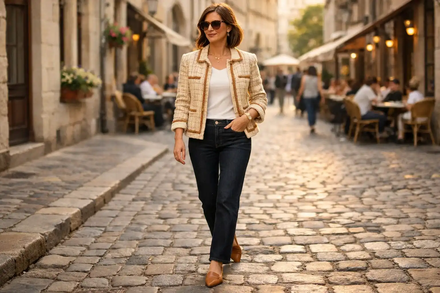 Tweed Jacket Over Jeans