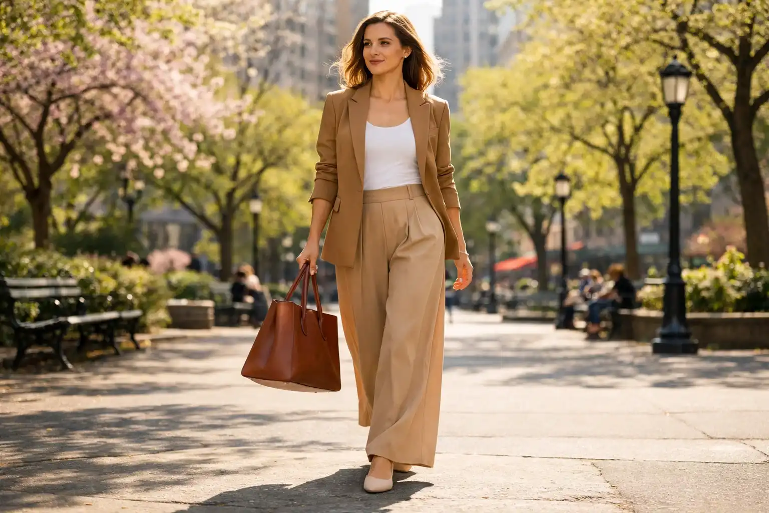 Blazer and Wide-Leg Trousers