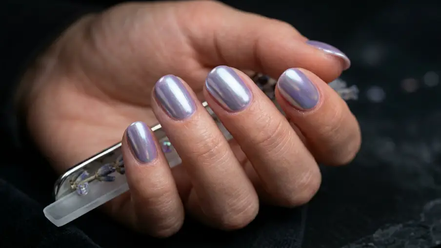 Lavender Chrome Nails