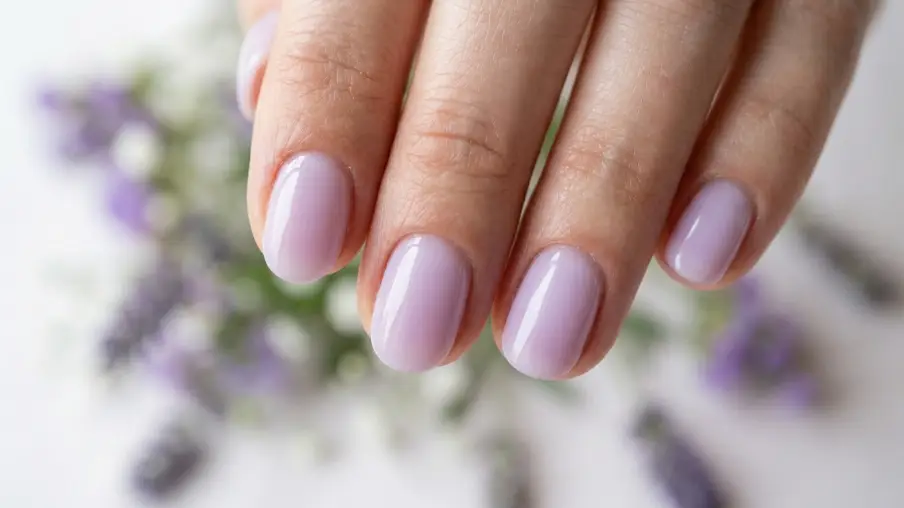 . Milky Lilac Nails