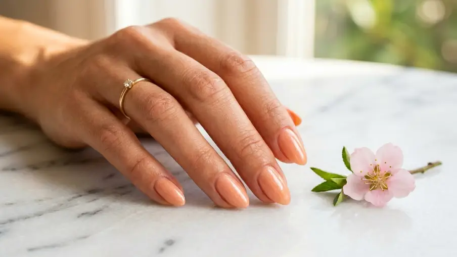 Soft Peach and Apricot Nails