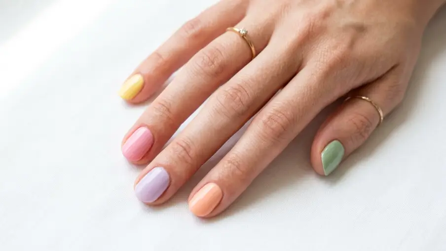 Pastel Rainbow Multi-Color Nails