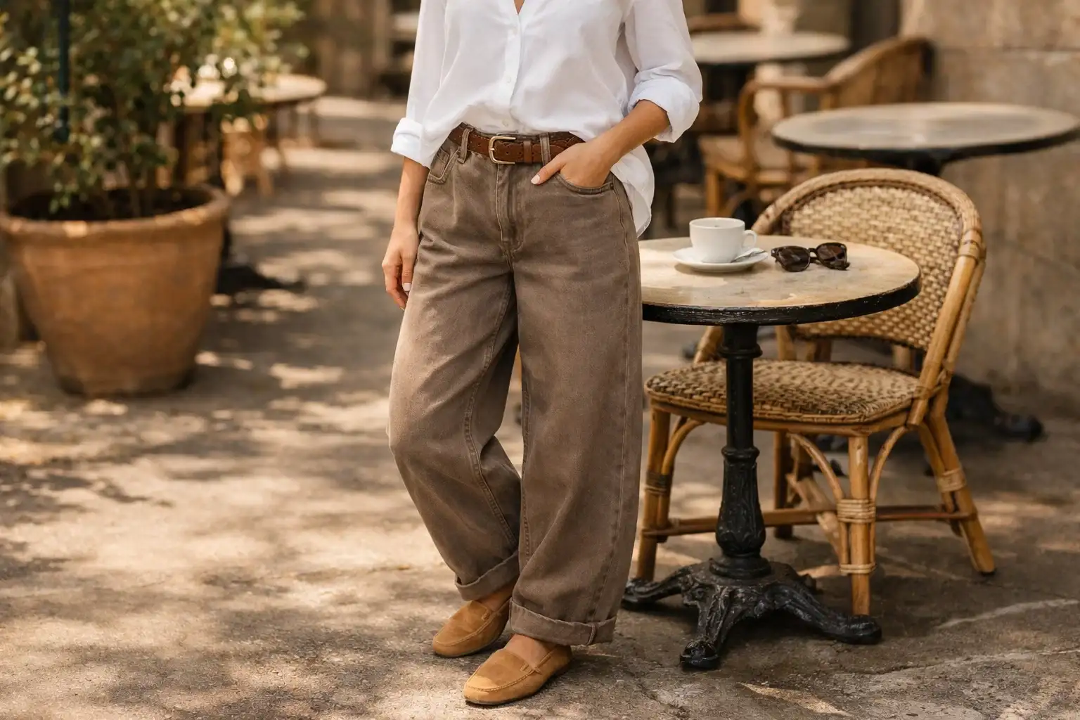 Khaki Denim With a Classic Button Down