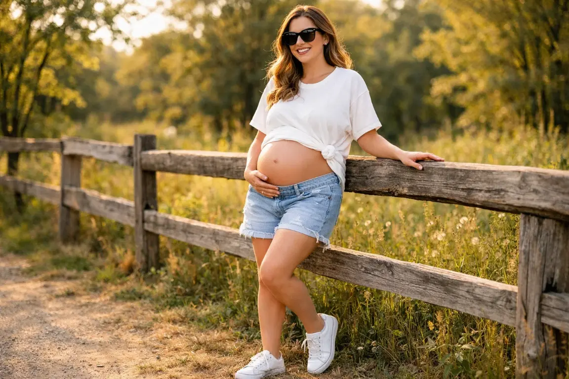 Denim Shorts with an Oversized Graphic Tee