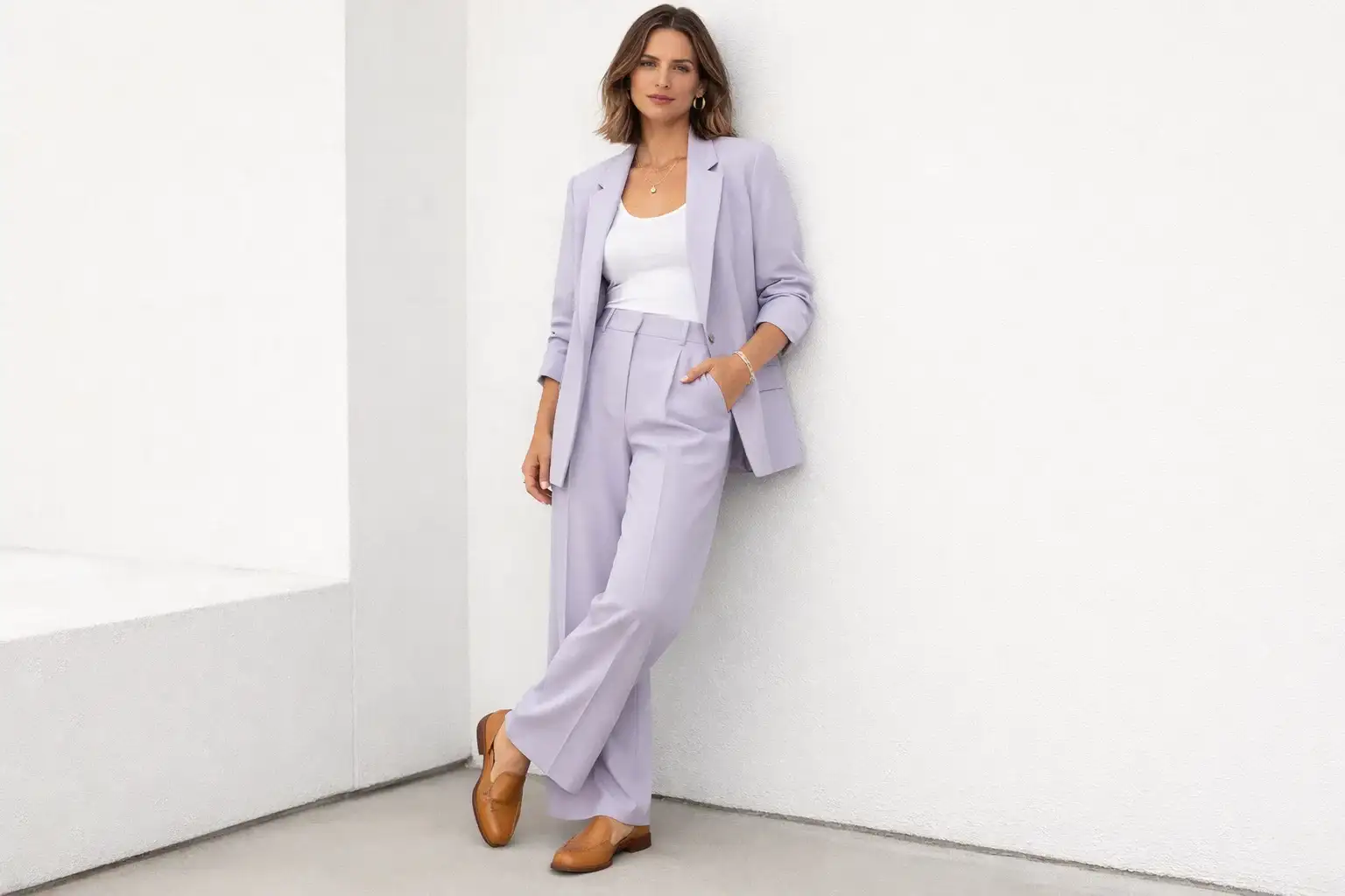 A Wide-Leg Pants Matching Set