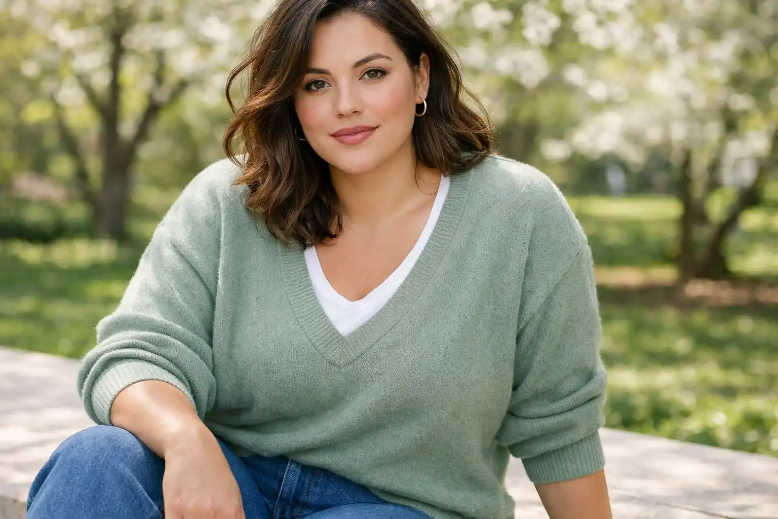 Layer a V-Neck Sweater Over a Basic Tee