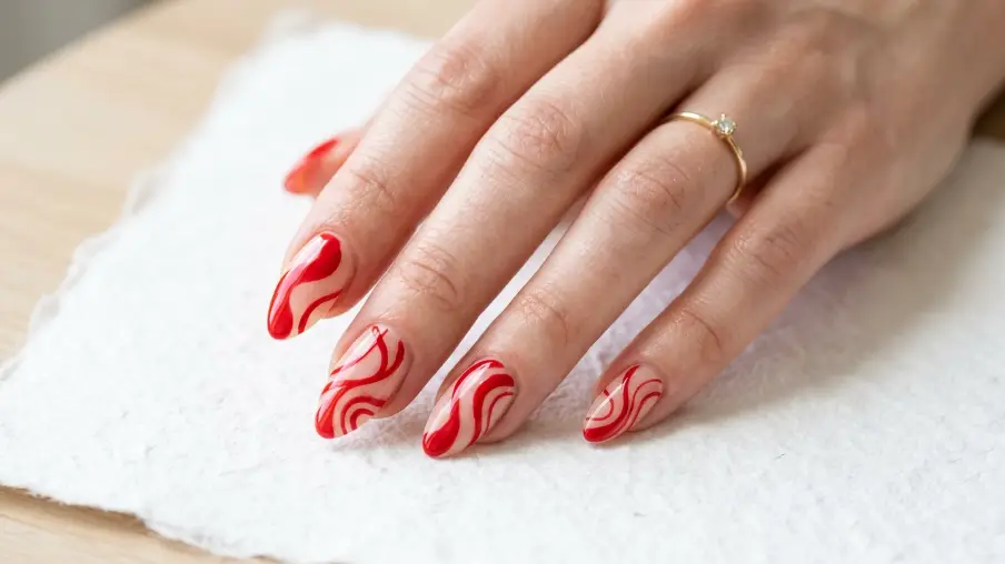 Red Swirl Nails