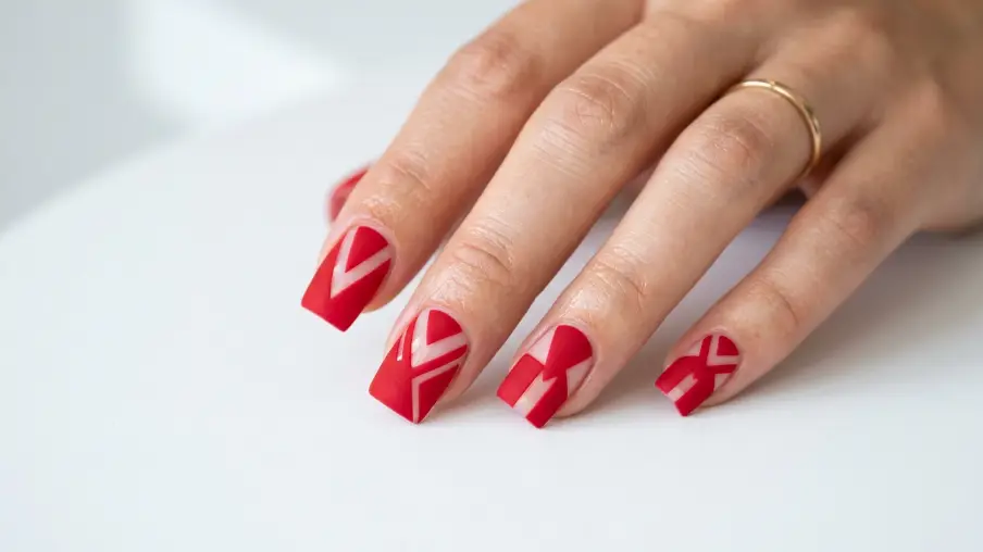 Red Negative Space Nails