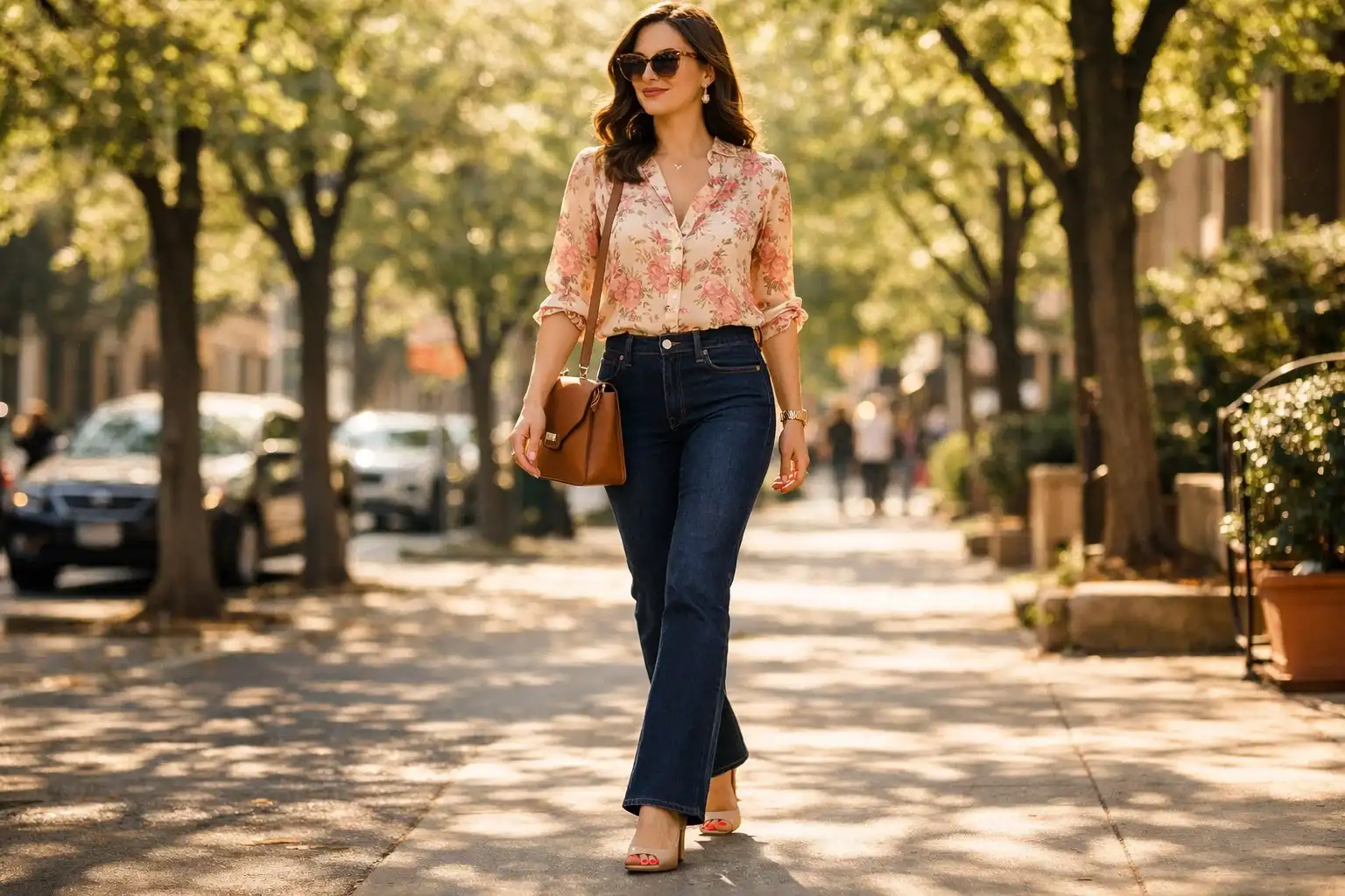 Peep-Toe Pumps with Bootcut Jeans