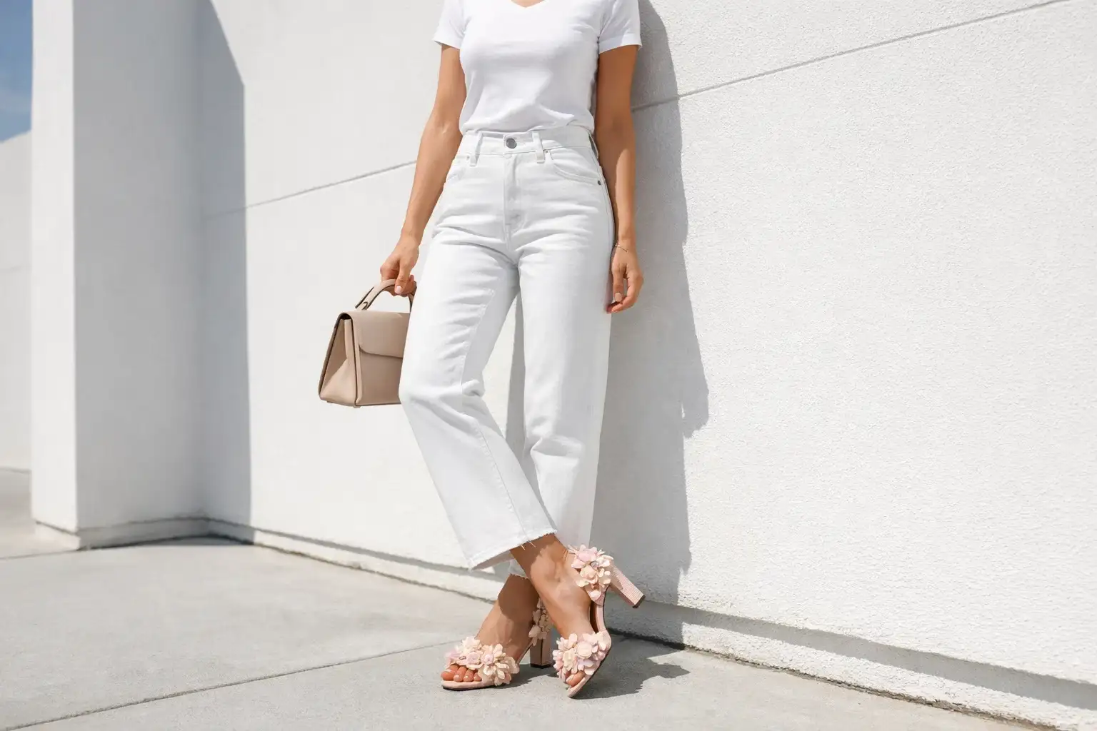 Embellished Heels with Simple Straight-Leg Jeans