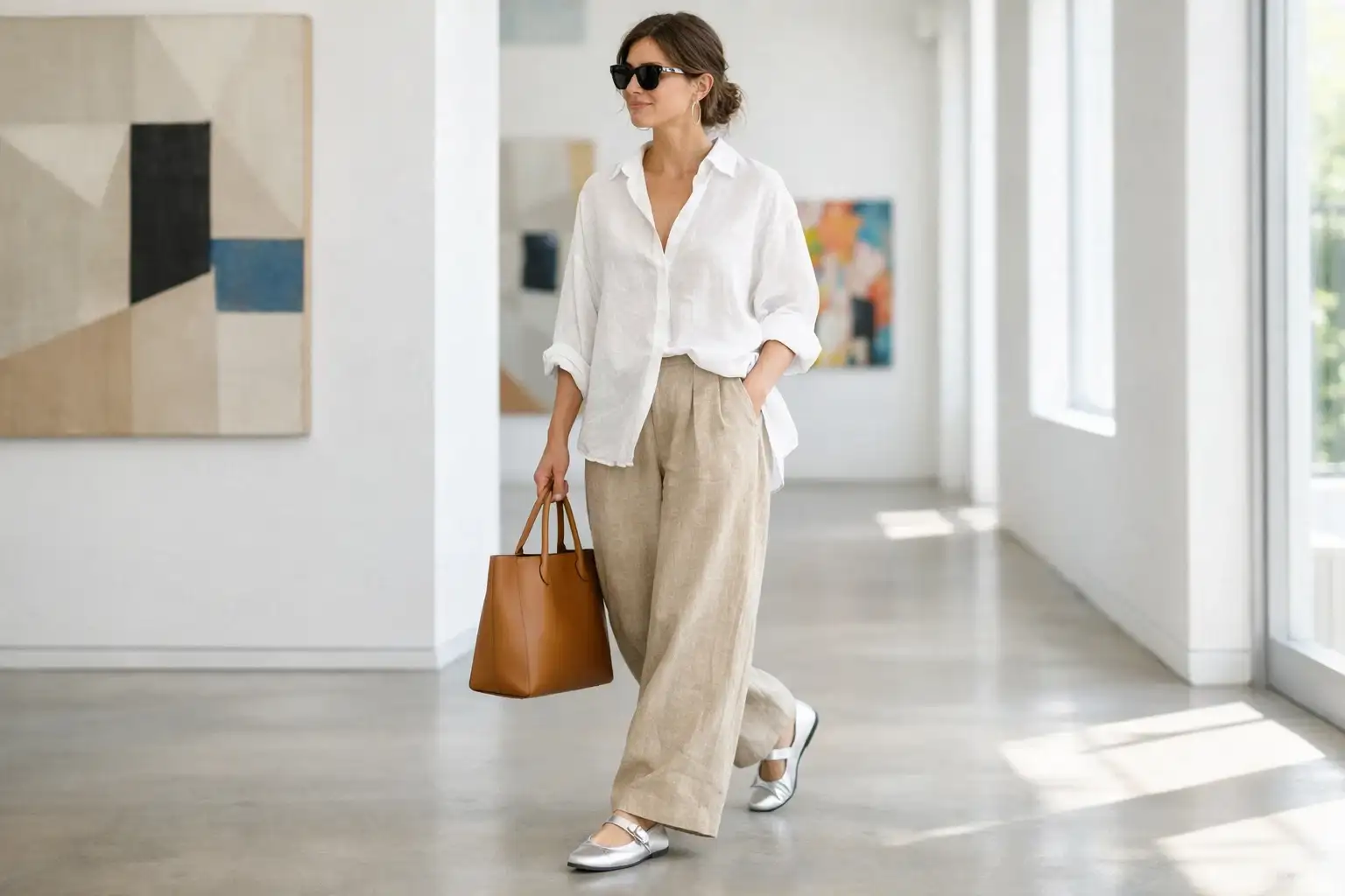 Ballet Sneakers with Casual Trousers