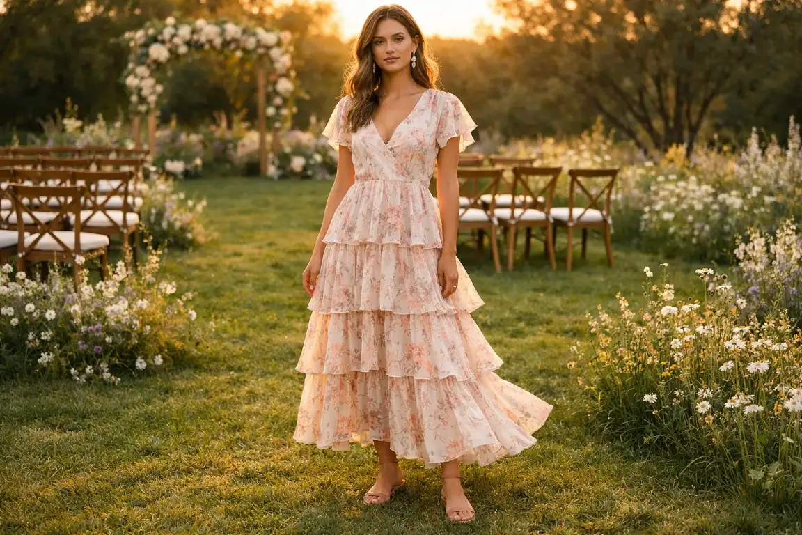 Tiered Boho Maxi in a Soft Floral