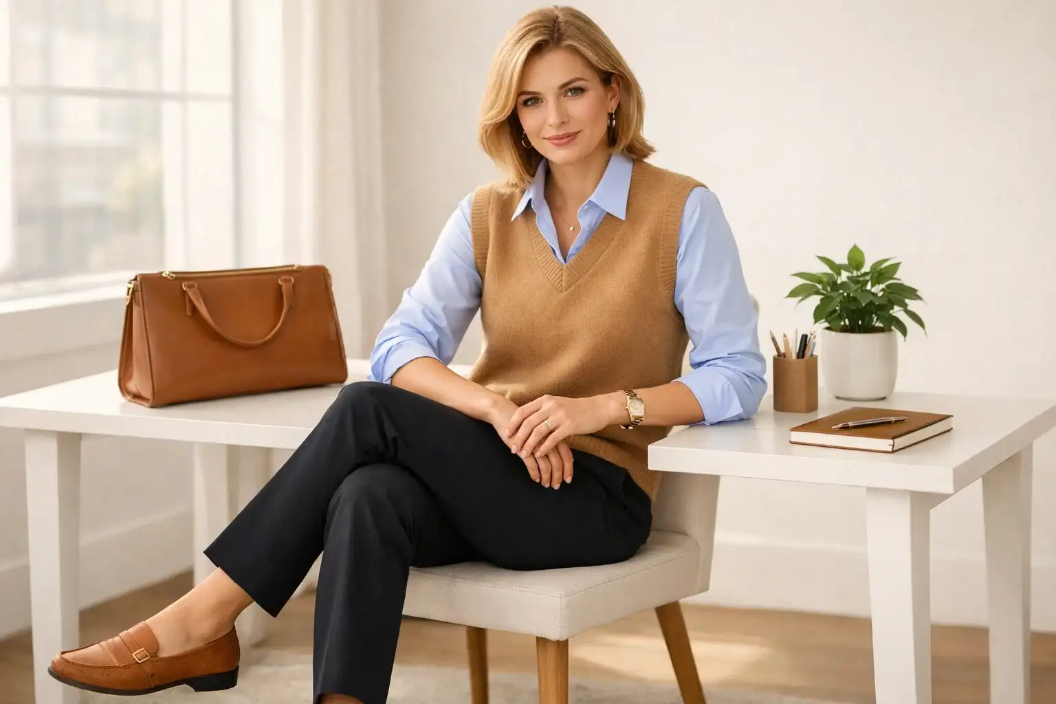 Sweater Vest Over a Collared Shirt