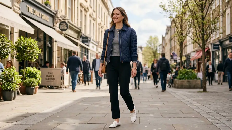 Quilted Cropped Jacket and Pull-On Trousers