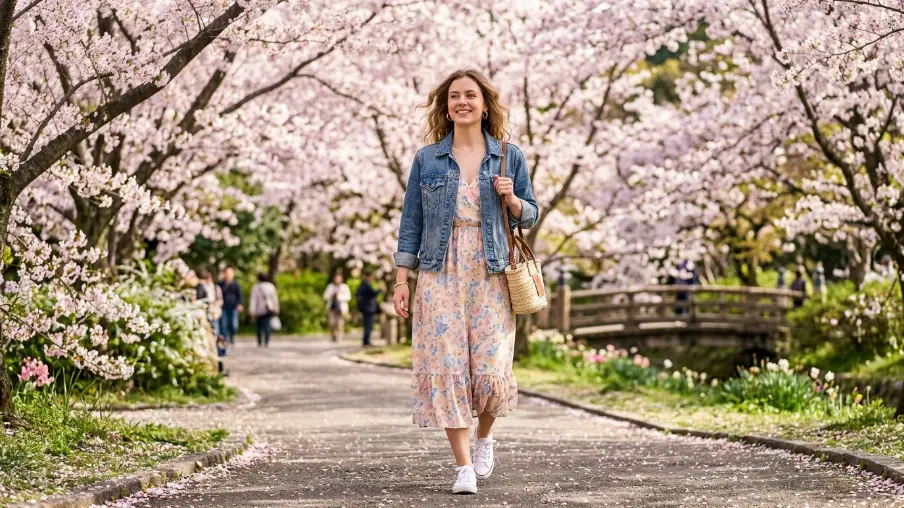 Midi Dress with a Denim Jacket