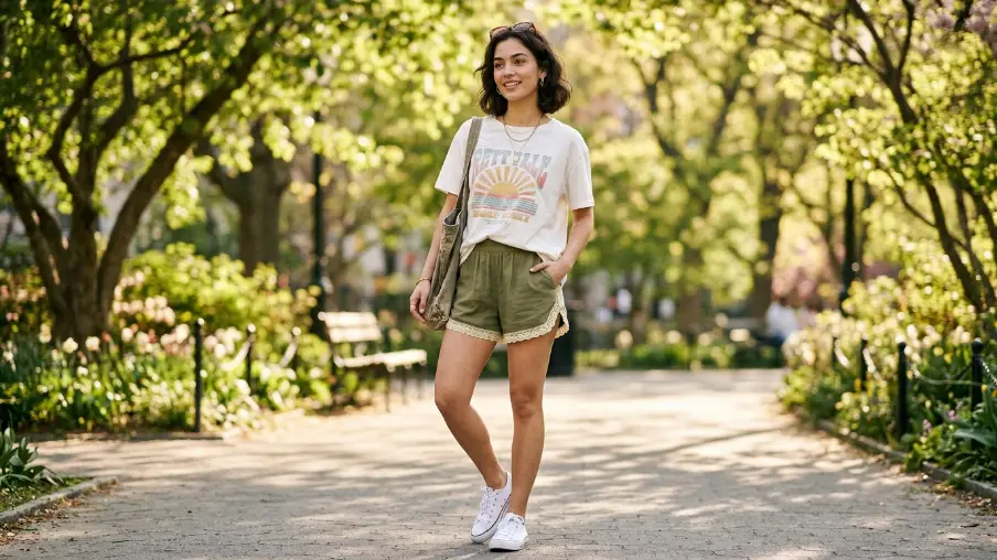 Lace Trim Shorts and a Graphic Tee