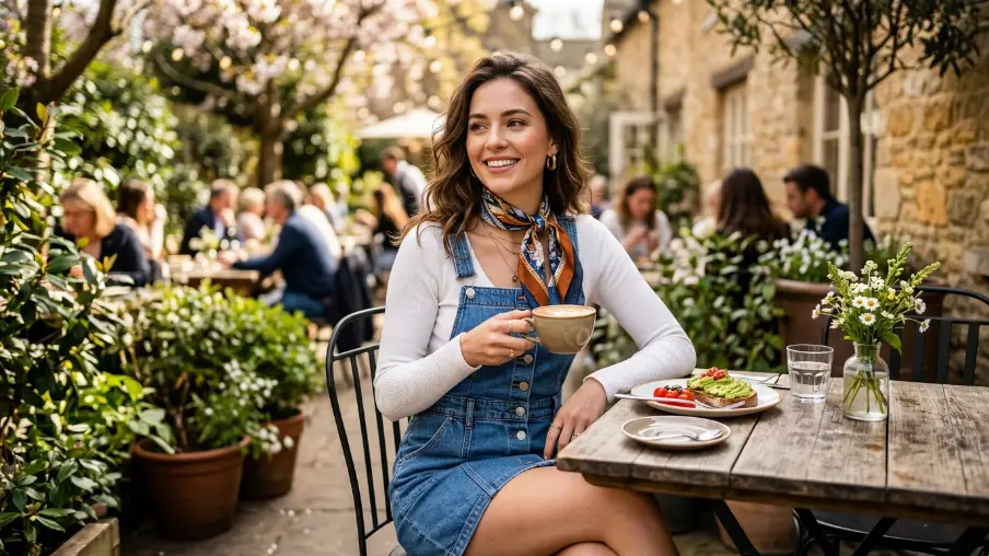 Mini Denim Dress with a Lightweight Sweater