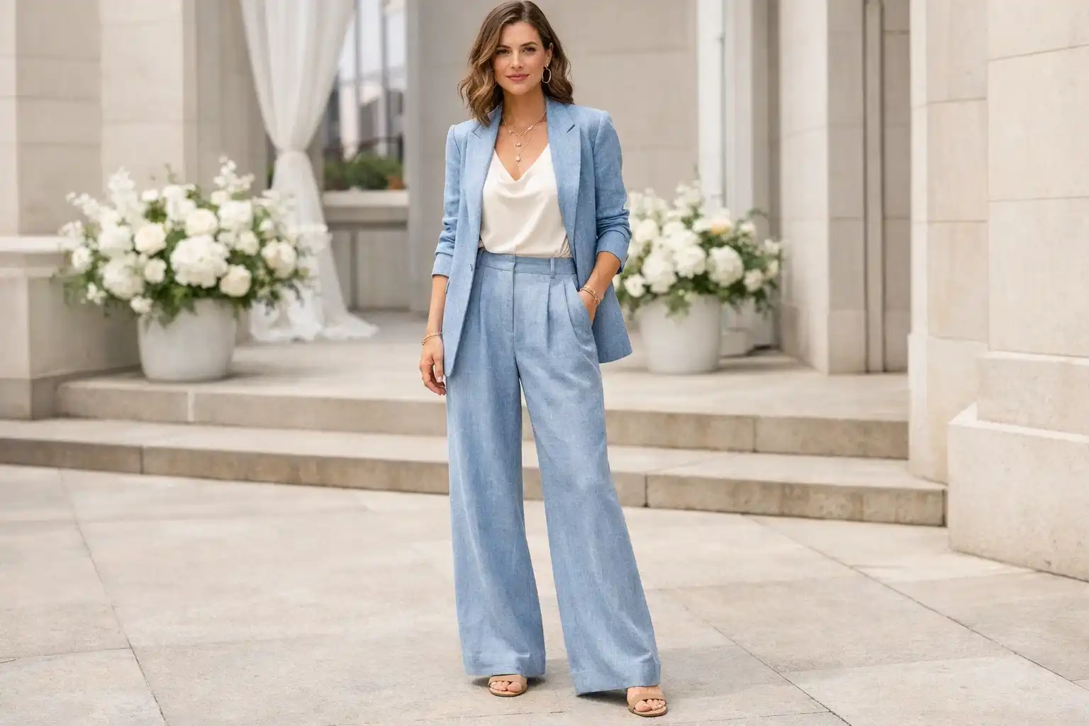 Linen Co-ord in Soft Blue