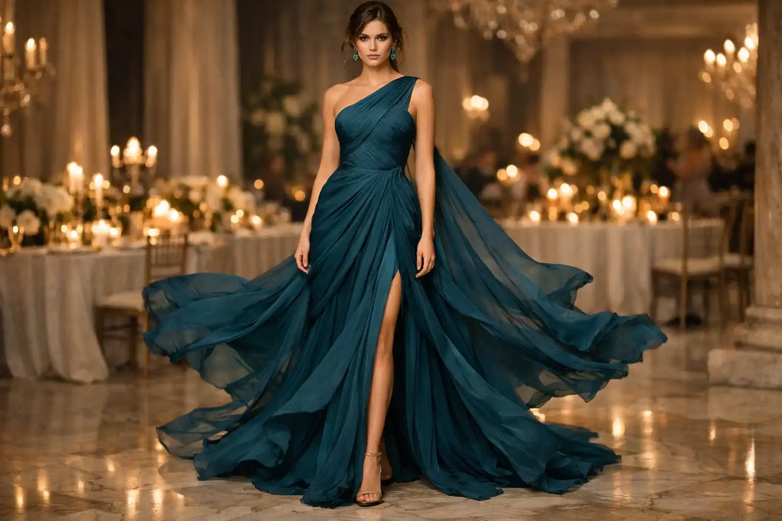 Draped Chiffon Maxi Dress