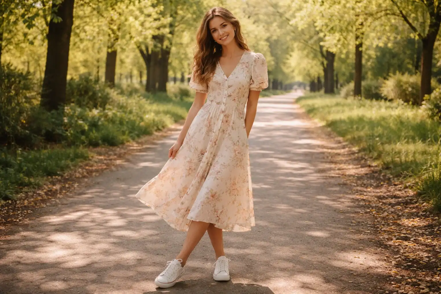 The Tea Dress With Modern Shoes