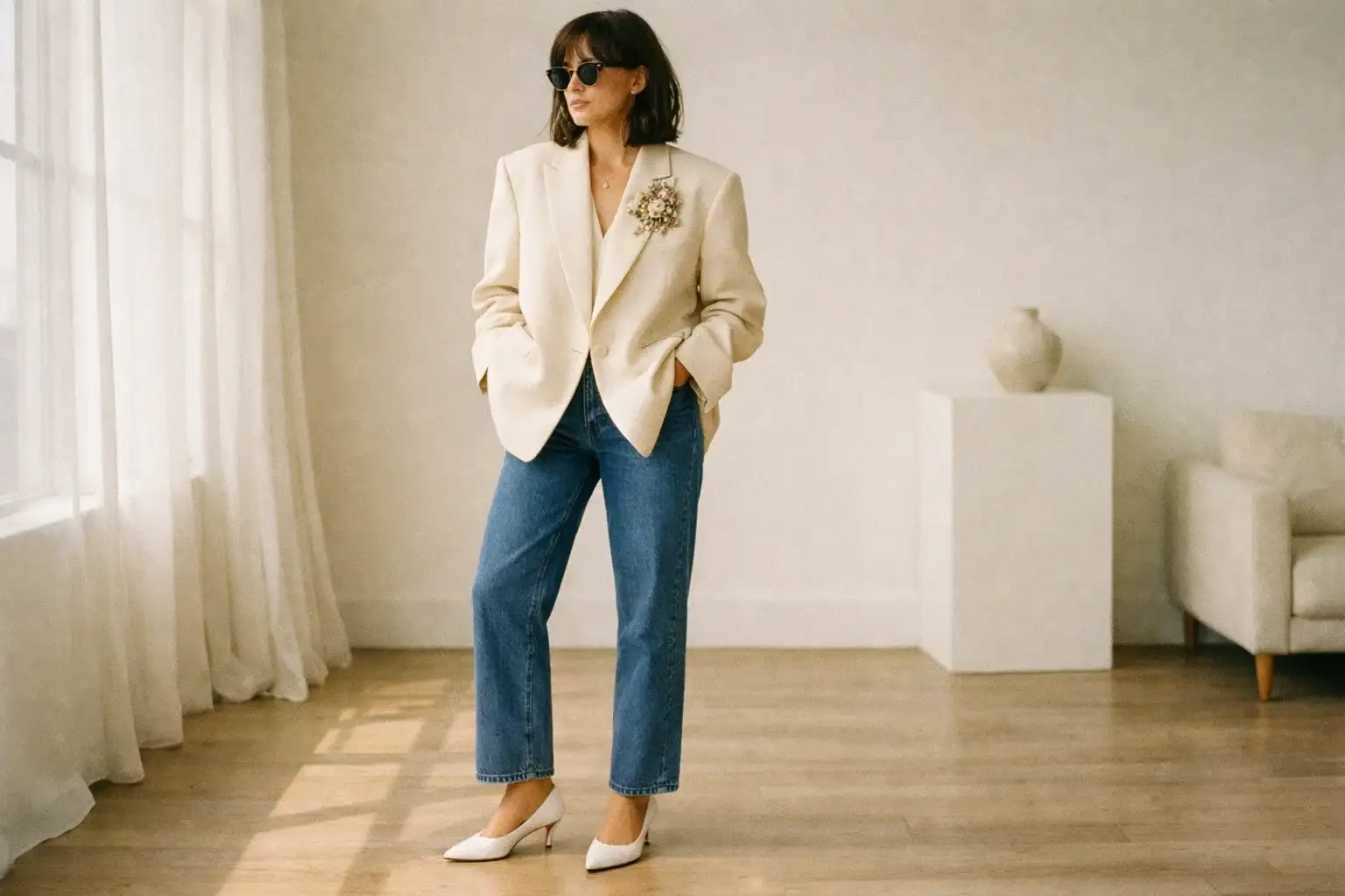 Brooches Pinned to Tailored Blazers