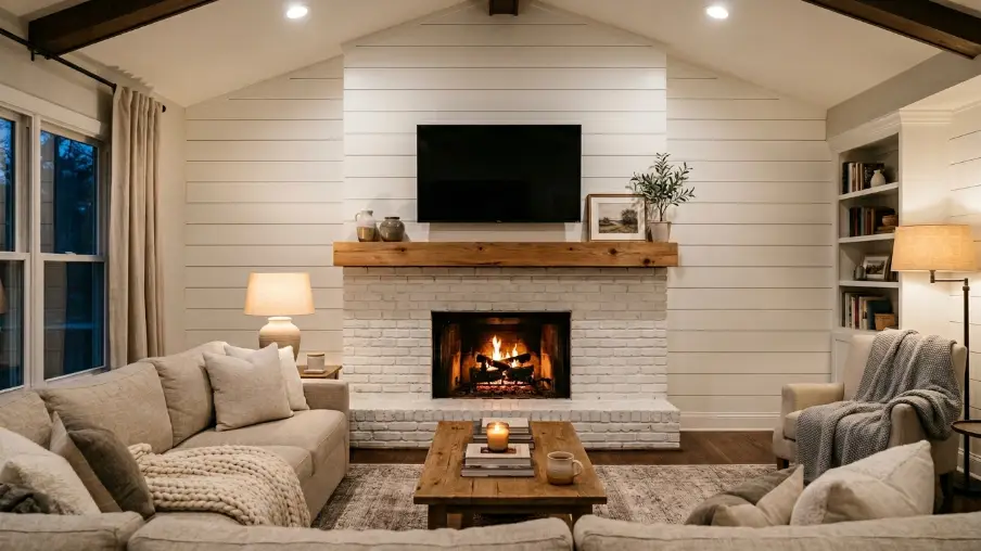 Shiplap and White Brick Combination