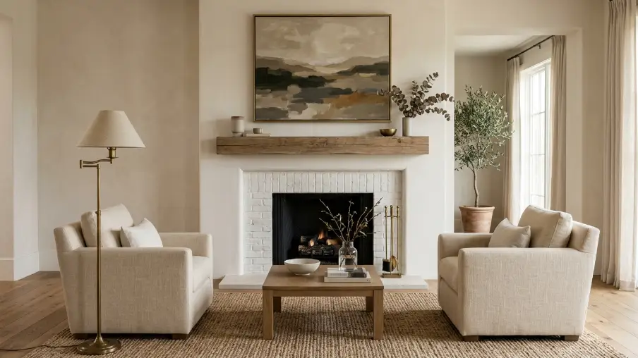 Quiet Luxury White Brick Fireplace