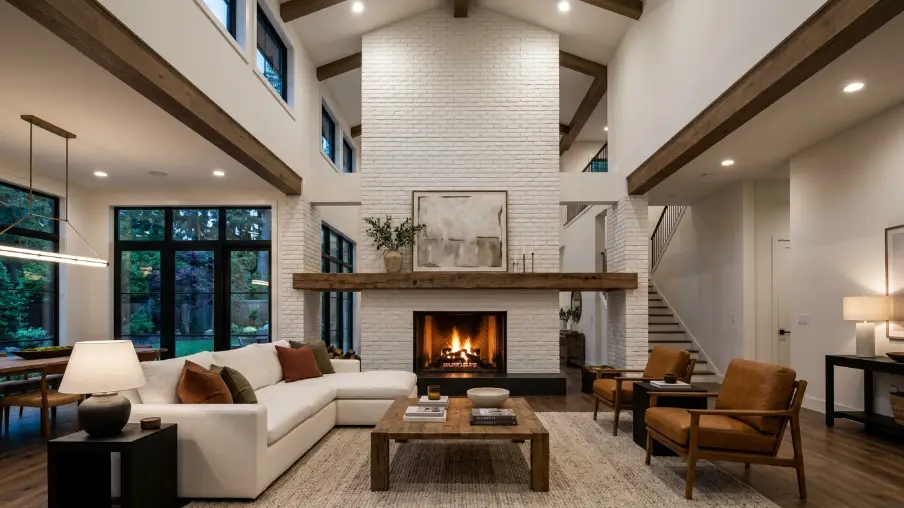 Floor to Ceiling White Brick Statement Wall
