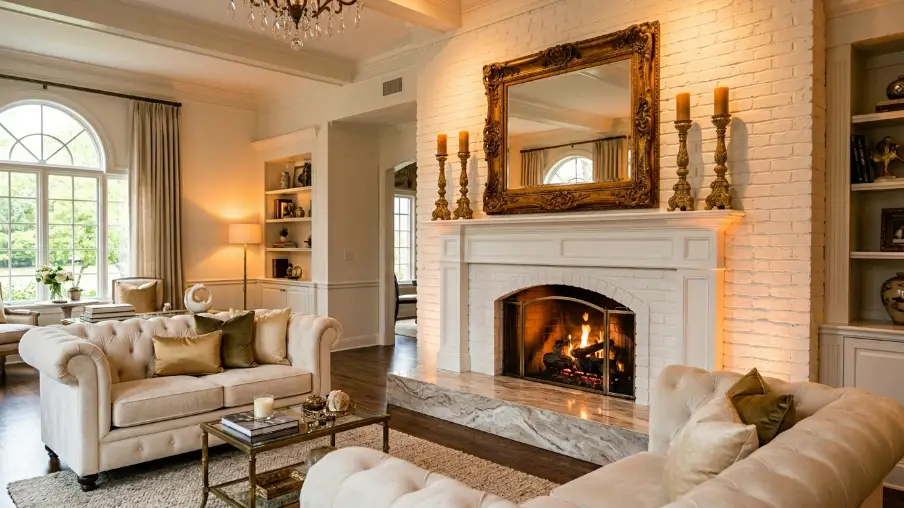 White Brick with Gold Accents