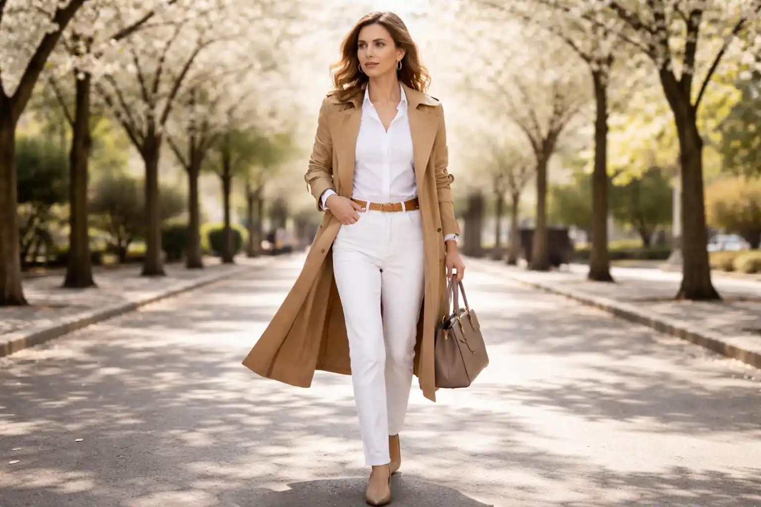 The Classic Trench and White Jeans Look