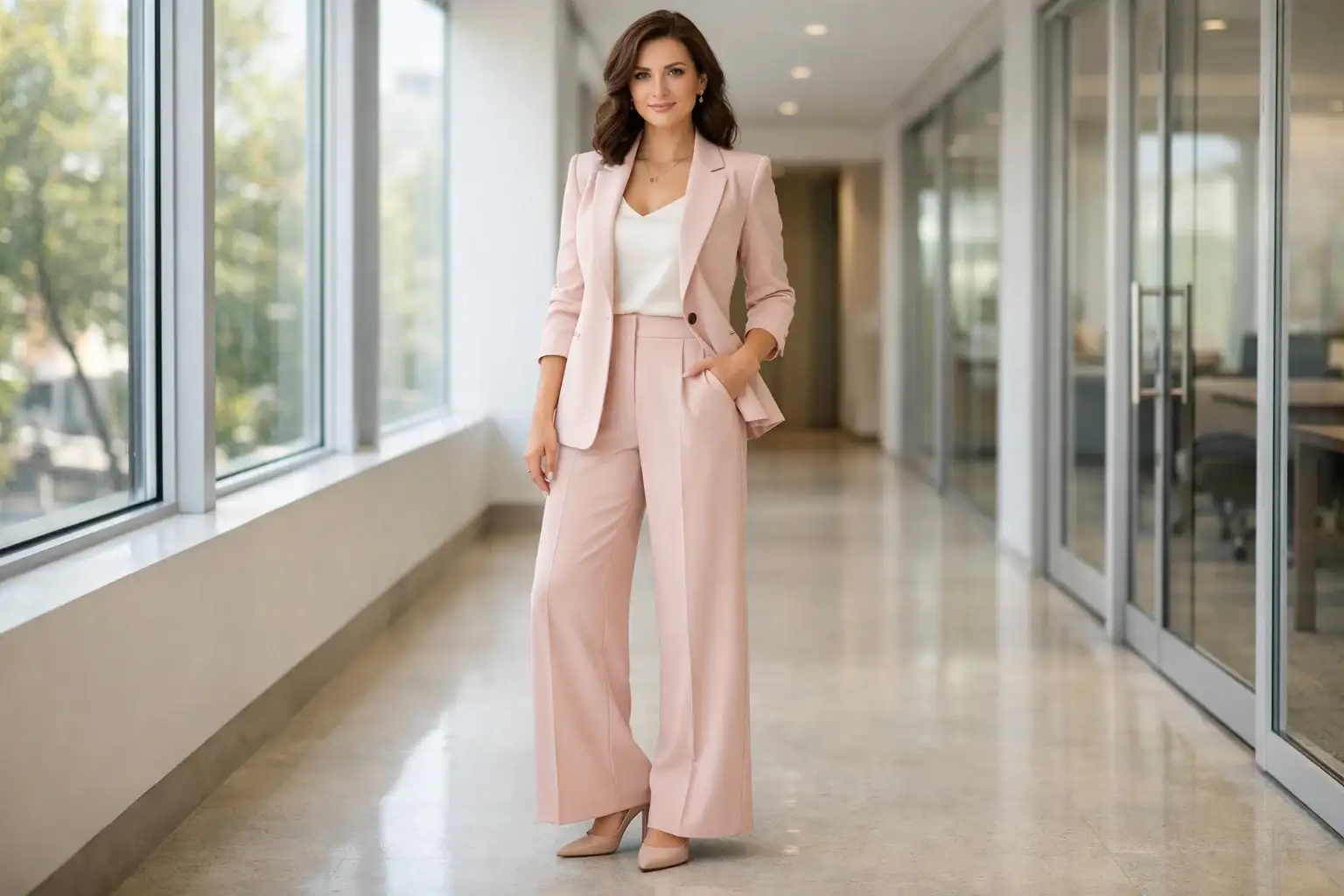 The Power Suit with a Feminine Twist