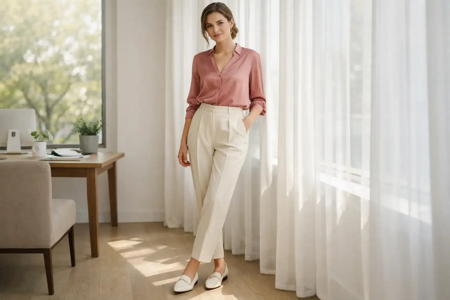 The Silk Blouse and Tailored Trouser Combination