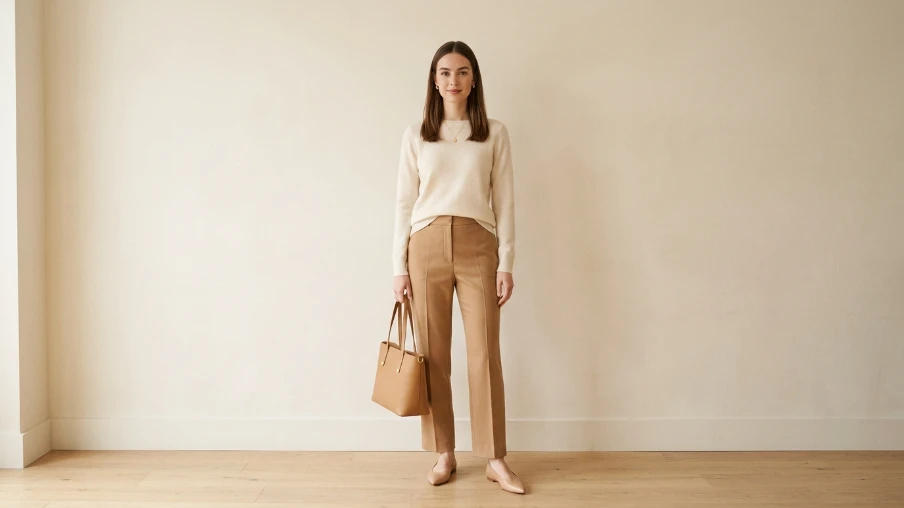 Cashmere Sweater with Tailored Trousers