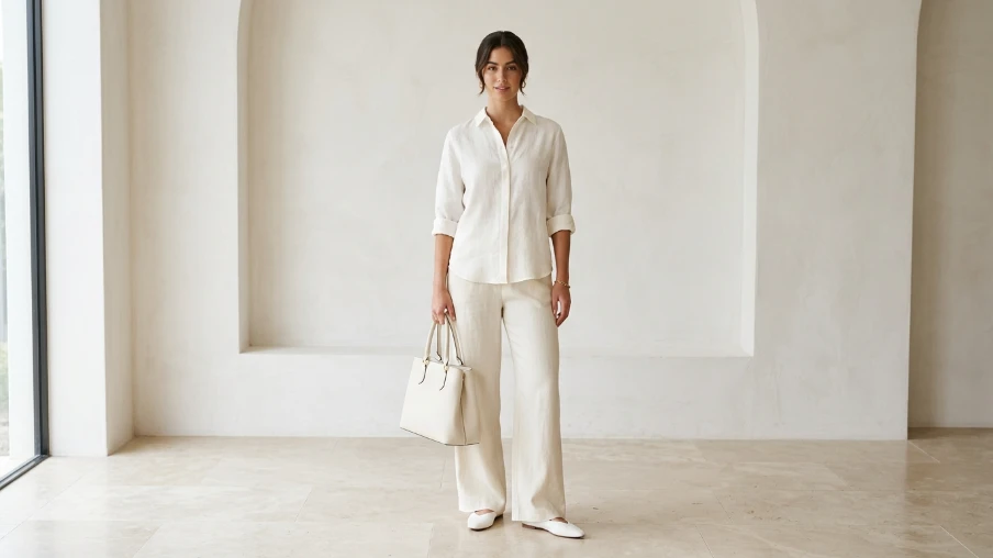 Monochrome Beige and White Outfit