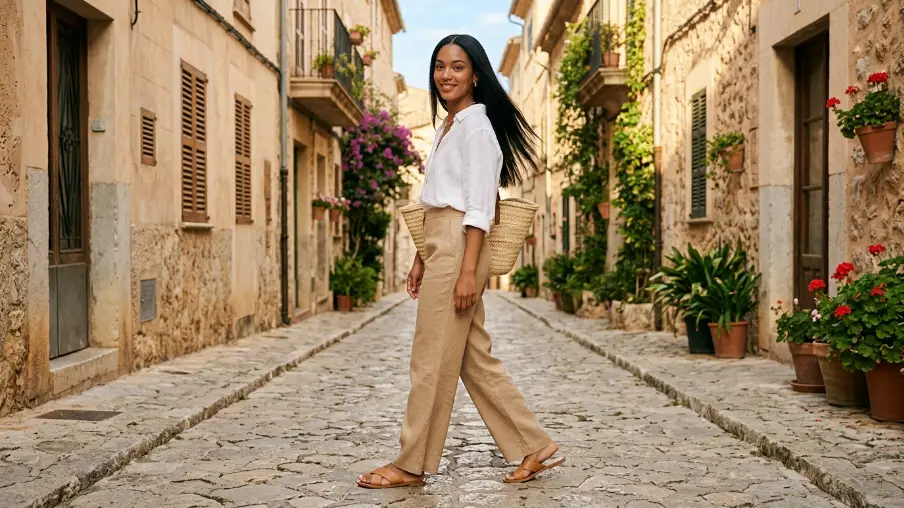 Linen Trousers with a White Linen Shirt