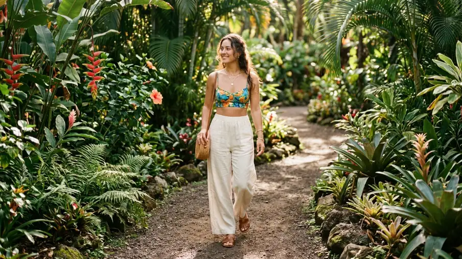 Matching Bikini Set with High-Waist Shorts