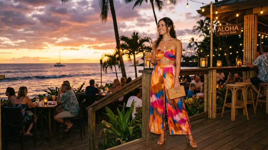 Colorful Co-ord Set for Resort Evenings
